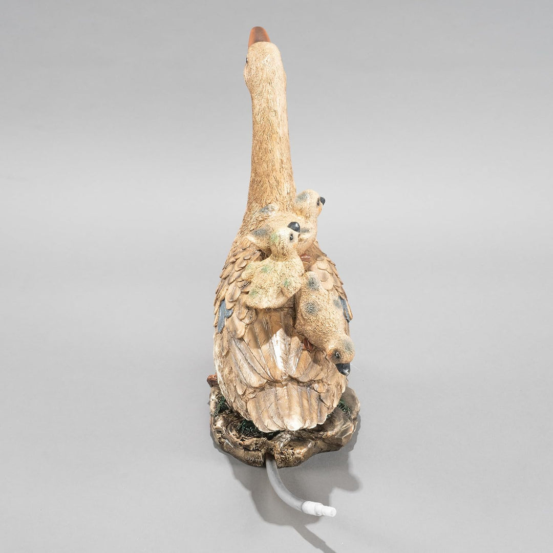 Esotec Wasserspeier Gans mit Küken, Brunnenfigur für Teich &amp; Garten aus Polyresin, Gartenfigur mit 1