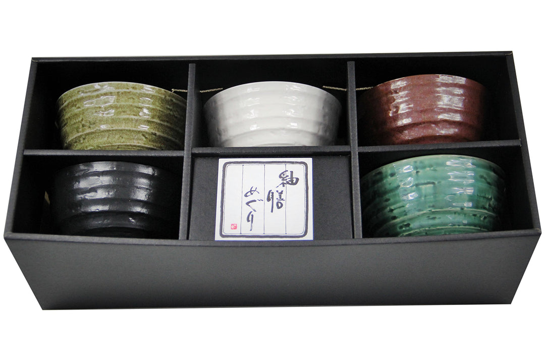 yoaxia ® - 5 Matcha Teeschalen- Set in 5 verschiedenen Designs MADE IN JAPAN von MINOYAKI