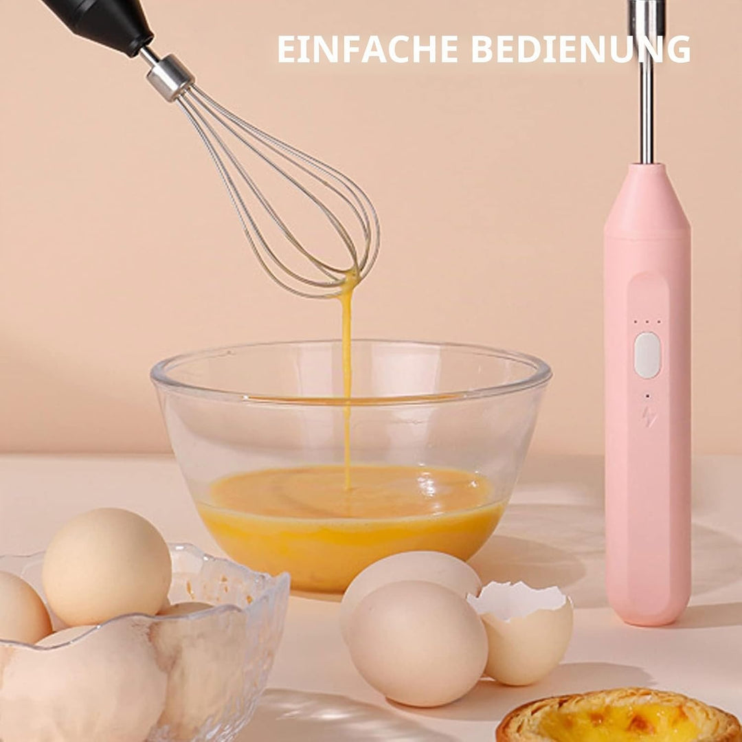 Handheld USB Lade Elektrische Schneebesen Tragbare Edelstahl Milchaufschäumer Küche Bar Liefert (Ros