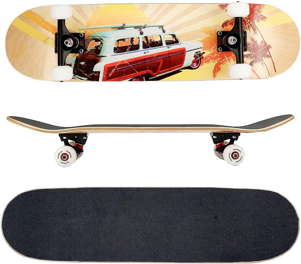FunTomia Skateboard mit Mach1 Kugellager Rollenhärte 100A und 100% 7-lagigem Ahornholz Skate Board m