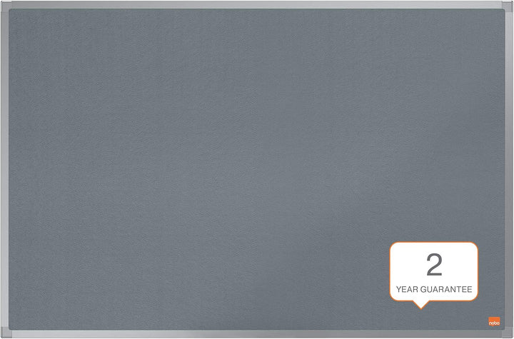 Nobo Filz-Notiztafel, 60 x 90 cm, Aluminiumrahmen, Traditionelle Eckmontage, Grau, Essence-Serie, 19