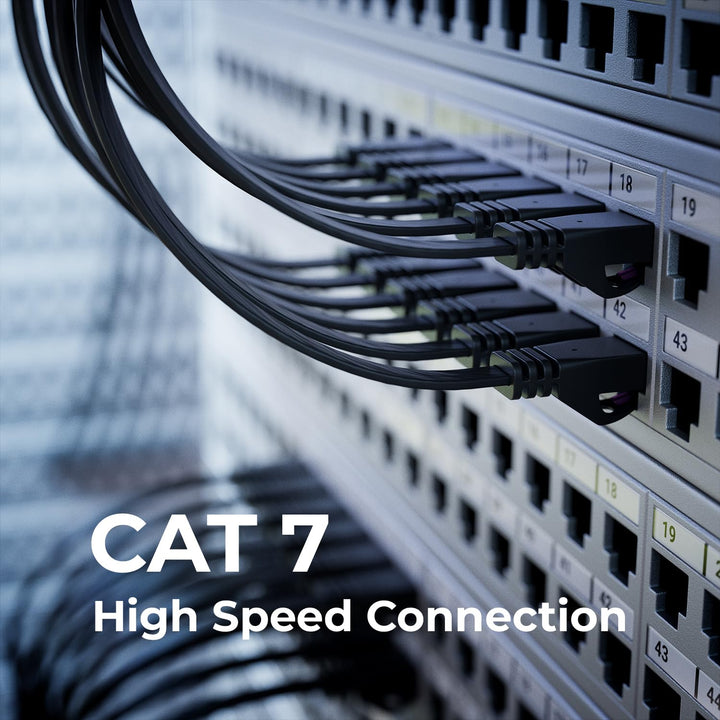 deleyCON 10x 0,25m Flaches CAT7 Netzwerkkabel (CAT 7 mit 10 Gbit/s) Gigabit LAN - RJ45 Ethernet Kurz