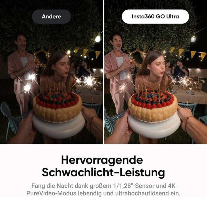 Insta360 GO Ultra Nachtschwarz - freihändige 4K Mini-Cam, leicht & mobil, top bei wenig Licht, übera