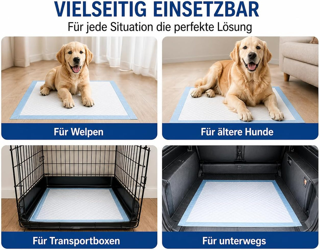 Girox Hunde Trainingsunterlagen 60x60 cm 100 Stück – Hygienische Einweg-Unterlagen für Welpen und Hu