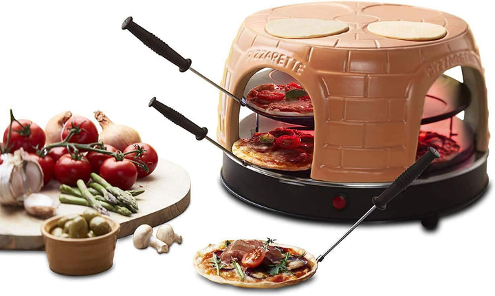 Emerio Pizzaofen, PIZZARETTE das Original, handgemachte Terracotta Tonhaube, patentiertes Design, fü