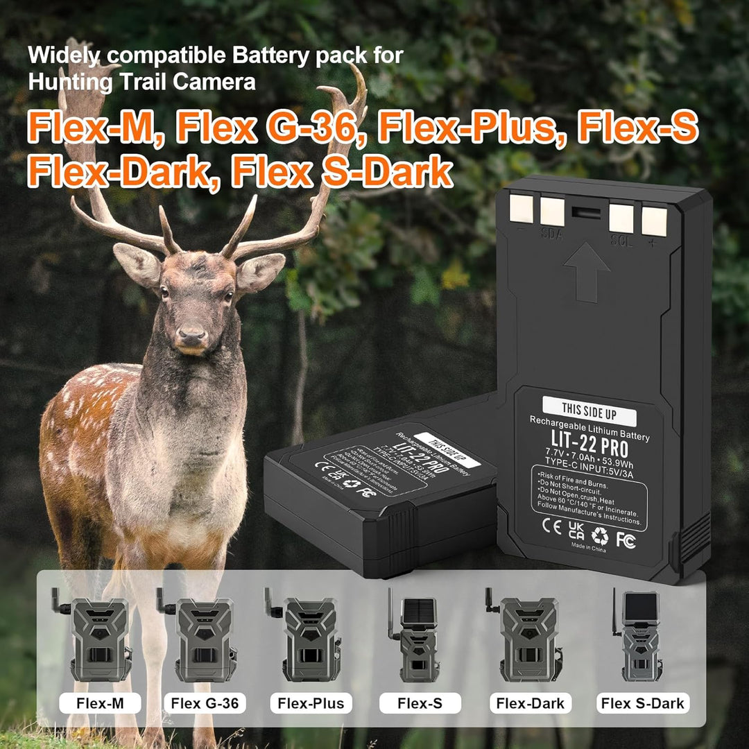 2er Pack ANTIEE LIT-22 Pro Wiederaufladbare Batterien - Ersatzakku für SPYPOINT Trail-Kamera Flex-M/