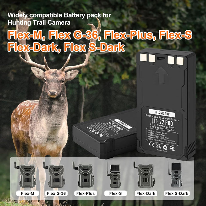 2er Pack ANTIEE LIT-22 Pro Wiederaufladbare Batterien - Ersatzakku für SPYPOINT Trail-Kamera Flex-M/