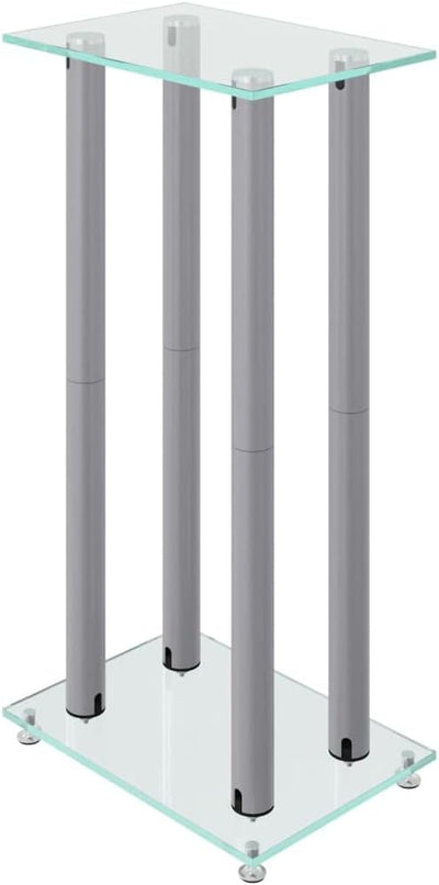 vidaXL Lautsprecher-Ständer 2 STK. Silbern Hartglas 4 Säulen, Silber