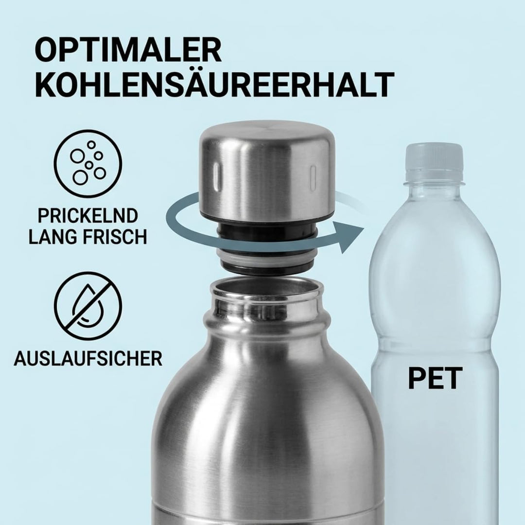 Ersatzflasche, Nur Edelstahl Sprudler: (Silber) | Leicht, robust &amp; ideal für unterwegs. Wiederverwen