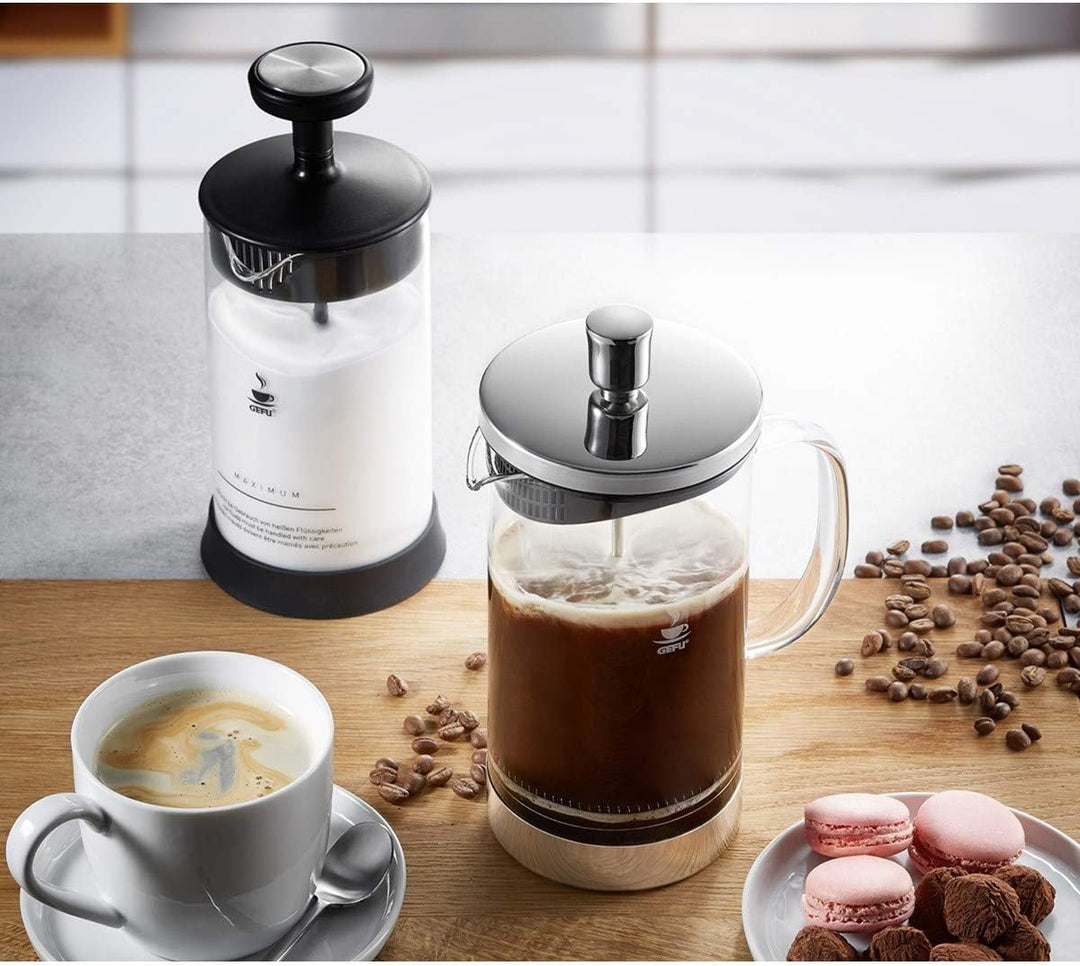 GEFU Kaffeebereiter DIEGO 1000 ml | French Press aus Borosilikatglas & Edelstahl | Für 8 Tassen Kaff