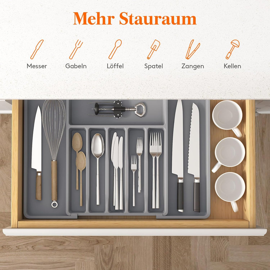 Lifewit Besteckkasten für Schubladen, Verstellbarer küchenutensilienhalter Tiefe 42,4 cm, Grosser Kü