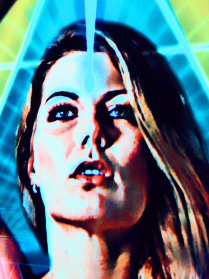 PSYWORK Schwarzlicht Stoffposter Neon | Resonance | 0,55 x 0,68m | UV-aktiv | fluoreszierend | Wandb