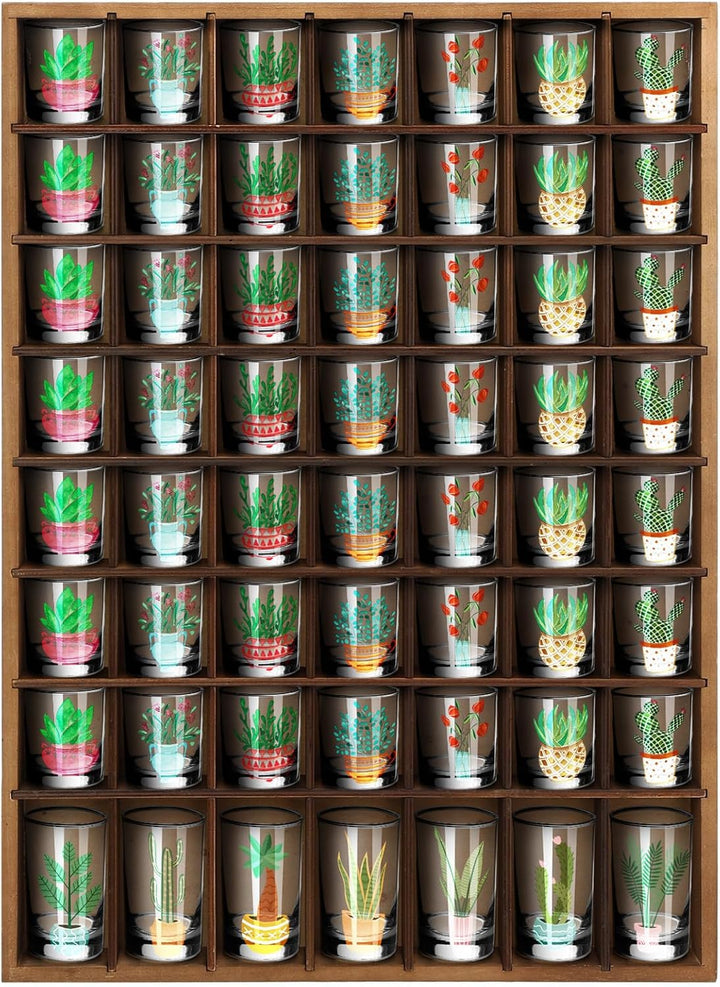 Barydat Schnapsglasvitrine aus Holz, 56 Fächer, Wandmontage, rustikaler Barschrank (Braun, 1 Stück)