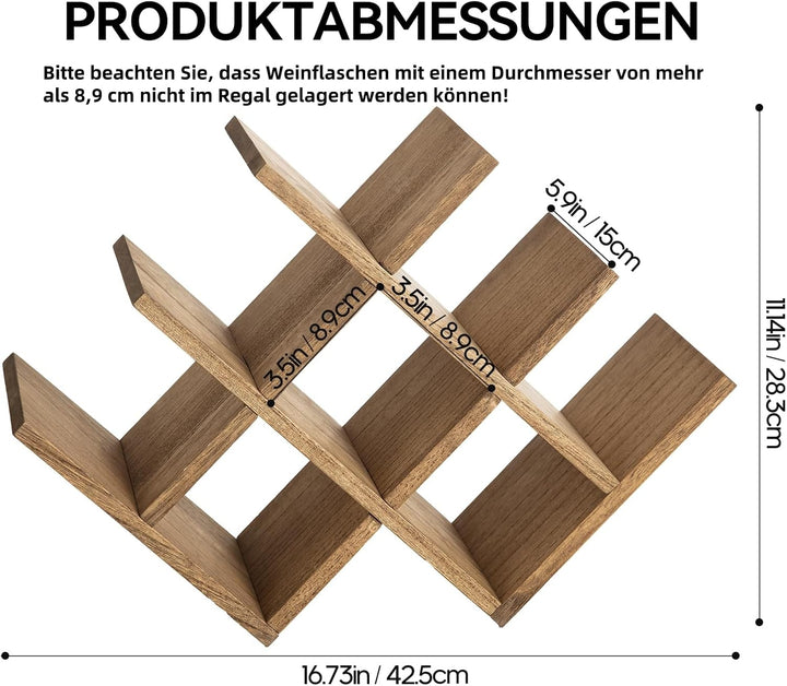 KIRIGEN hölzernes 8-Flaschen-Weinregal, 3-stufiges Holz-Wein-Displayregal, Stand- und Theken-Weinauf