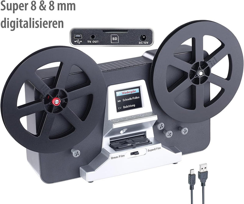 Somikon Filmscanner: HD-XL-Film-Scanner & -Digitalisierer für Super 8 & 8 mm, bis 7"-Rollen (Super8