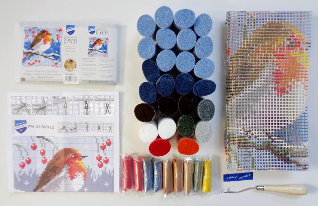 Vervaco PN-0186012 Knüpfkissen Set vorgezeichnet, Baumwolle, multifarbig, 40x40cm