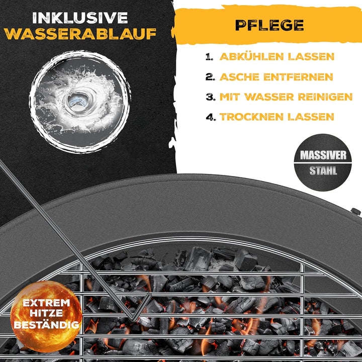 KESSER® Feuerschale mit Grillrost Ø65cm Feuerkorb 0,6mm Kaltveredelter Stahl | Mobile Feuertonne mit