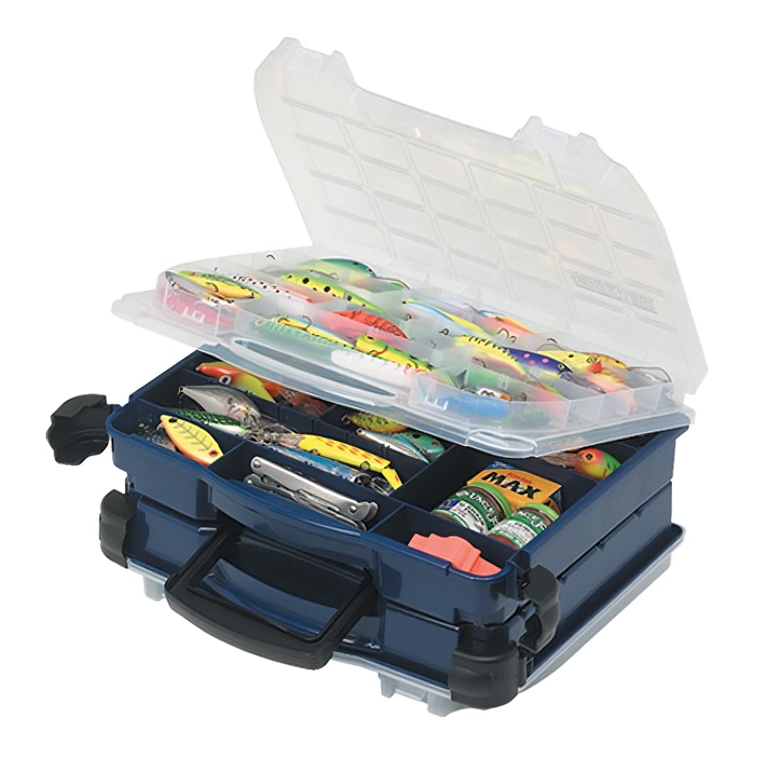 Plano Unisex Erwachsene 3952-SSI 2-seitige Doppel-Abdeckung Tackle Box, Blau/Transparent, Einheitsgr
