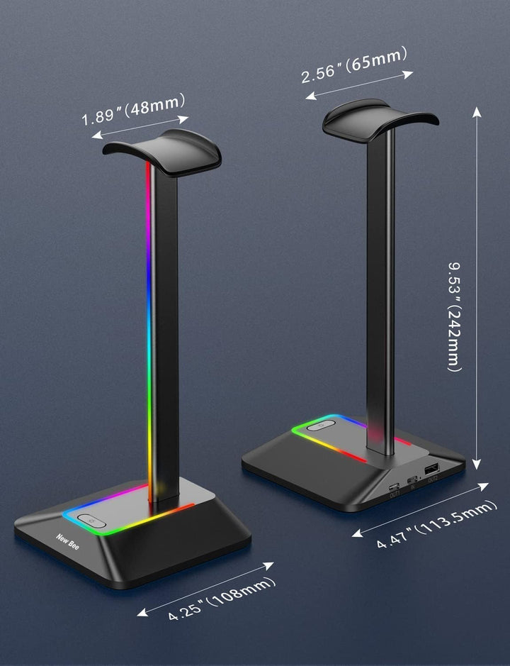 New bee Kopfhörer Ständer RGB Headset Halterung mit USB Typ-C Ladegeräten und Datenübertragung Unive