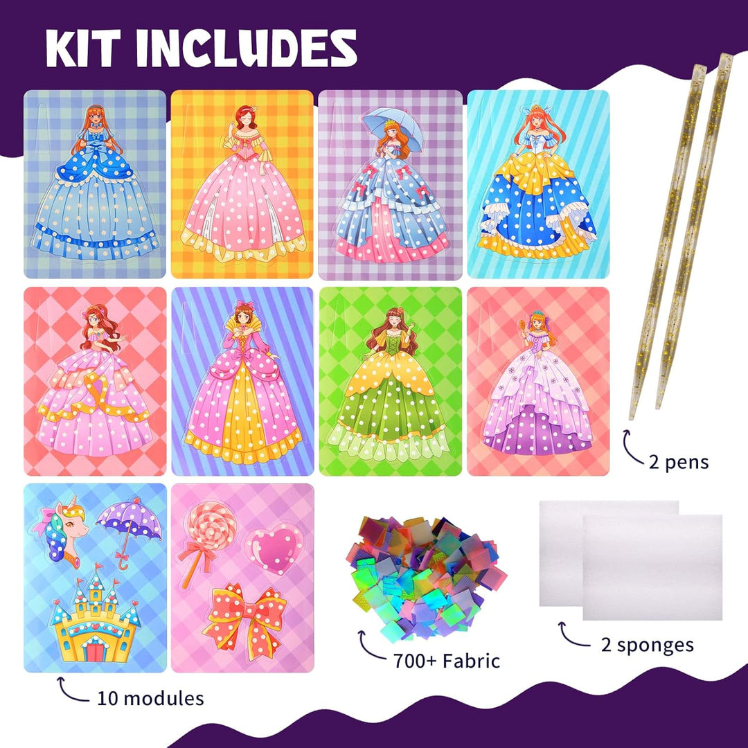 Yrinfay Poke Art Basteln Kinder - DIY 8 magische Prinzessinnen und 6 Accessoires - Prinzessin Bastel