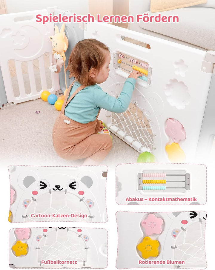 Dripex Laufgitter Laufstall Baby Absperrgitter 14-Paneele Schutzgitter Krabbelgitter für Kinder aus