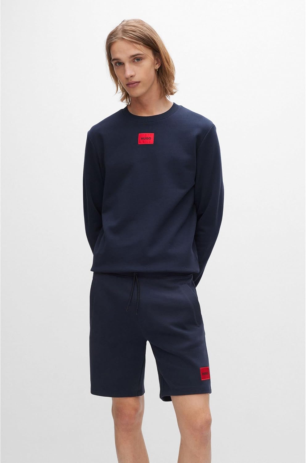 HUGO Herren Diragol212 Regular-Fit Sweatshirt aus Baumwoll-Terry mit Logo-Label XS Dark Blue405, XS