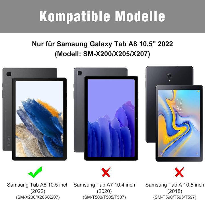 Samsung Galaxy Tab A8 Hülle mit Tastatur, QWERTZ Deutsches Layout Bluetooth Tastatur mit Stifthalter
