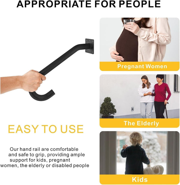 VANROUG 2 Pcs Outdoor Stair Handrails, U-shaped Handrail for 1 to 3 Steps, Wall Mount Handrail Stair