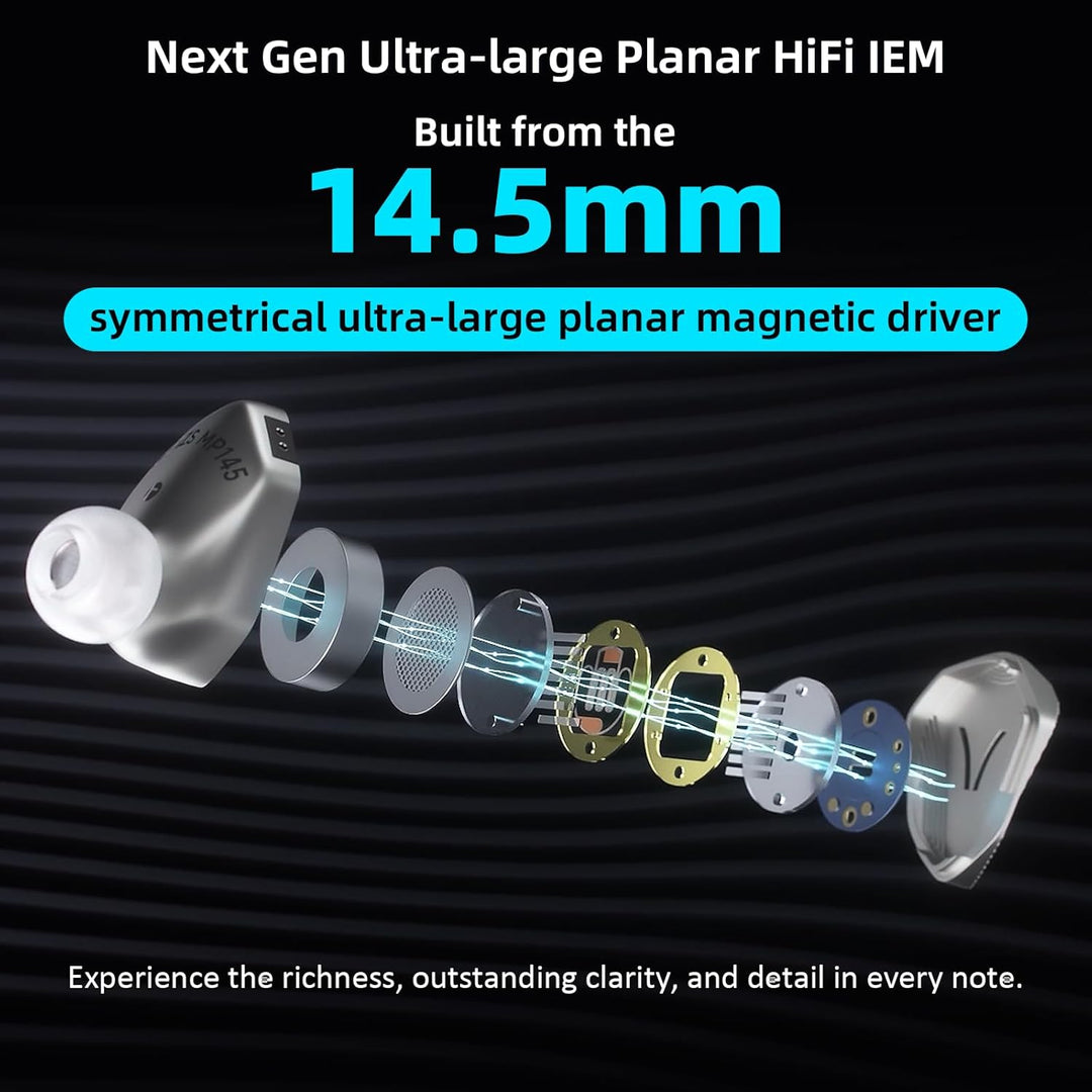 Hidizs MP145 HiFi-In-Ear-Monitore mit magnetischem Treiber, flach, ultradünn, 14,5 mm, ergonomisches