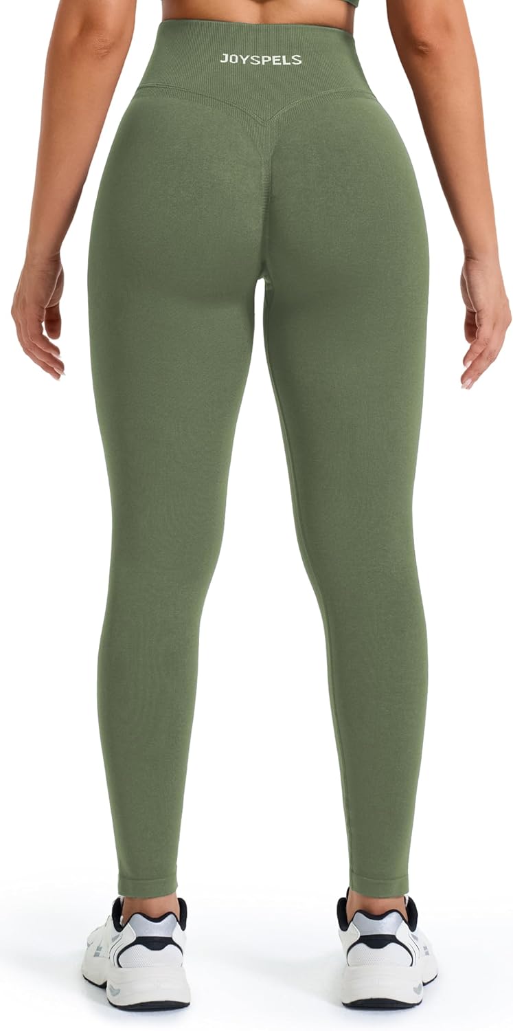 JOYSPELS Scrunch Butt Leggings Damen, Gym V Förmige Bund High Waist Sport Booty Lifting Po Push Up S