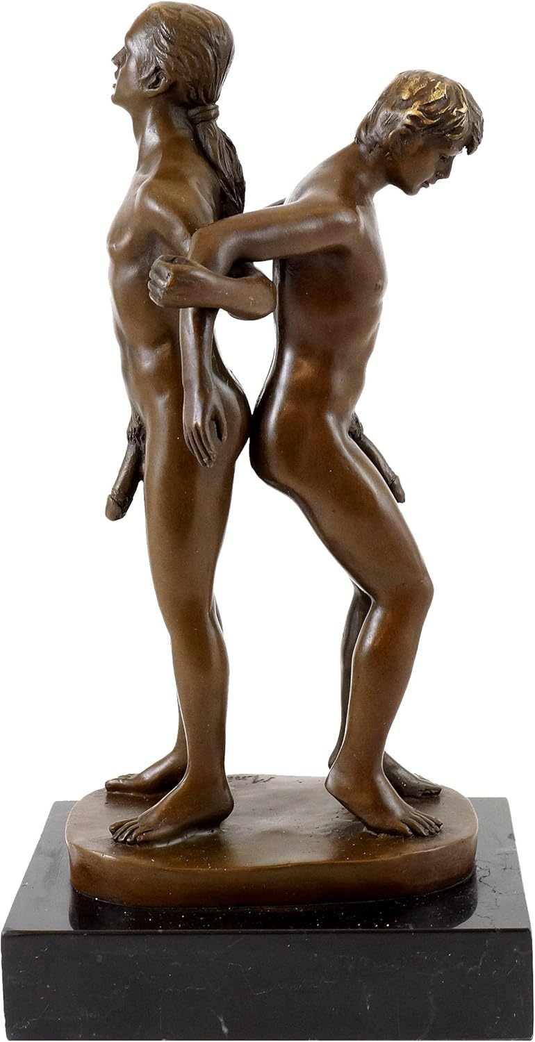 Gay Paar in akrobatischer Haltung - signiert von M. Nick - Männer Akt - Gay Bronzefigur - Deko - Woh