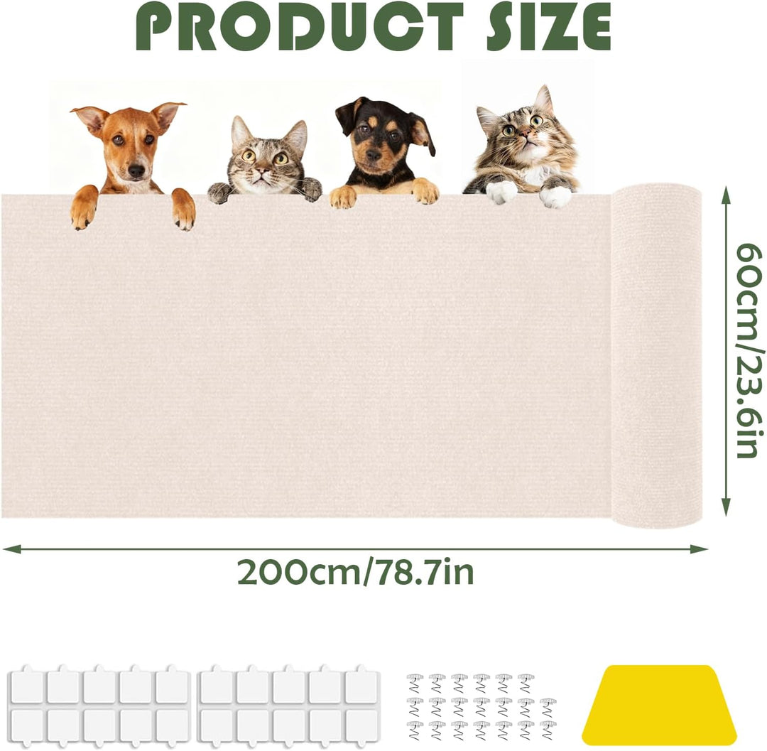 Kratzmatte Katze 60x200 cm Selbstklebende Katzenkratzmatte Kratzschutz DIY Kratzbrett Kratzteppich M