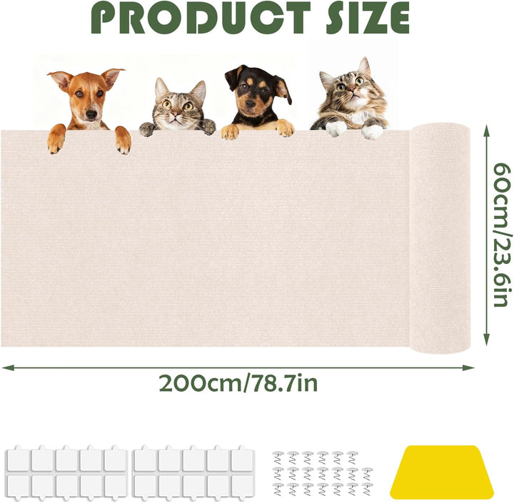 Kratzmatte Katze 60x200 cm Selbstklebende Katzenkratzmatte Kratzschutz DIY Kratzbrett Kratzteppich M