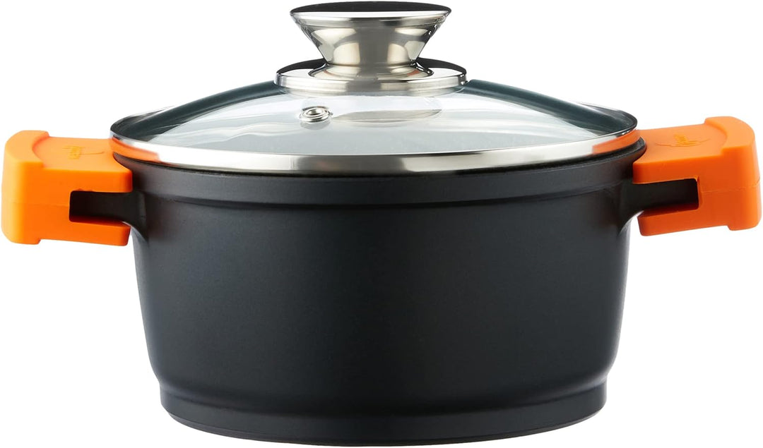 WECOOK! Ecochef Titan Hoher Kochtopf 16 cm Induktion mit Glasdeckel, Antihaftbeschichtung QUANTANIUM