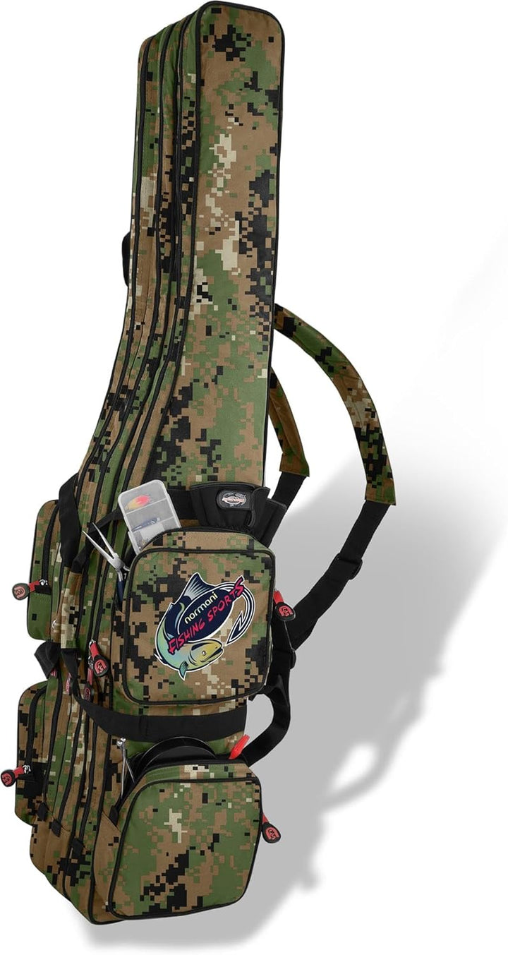 normani Fishing Sports Rutentasche Anglertasche 160 cm Länge mit 3 Kammern bis 6 Ruten für Angelrute