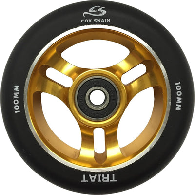 Cox Swain 2 STK. High End 100mm Stunt Scooter Rollen Alu Core - ABEC 11 Lager CELL (Gold) 100mm, CEL