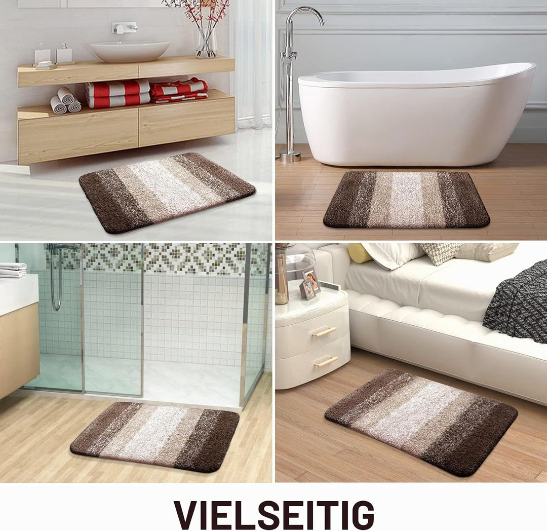 Homaxy Weich Badezimmerteppich 60x90 cm, rutschfest waschbar Badematte Flauschige Hochflor Badteppic