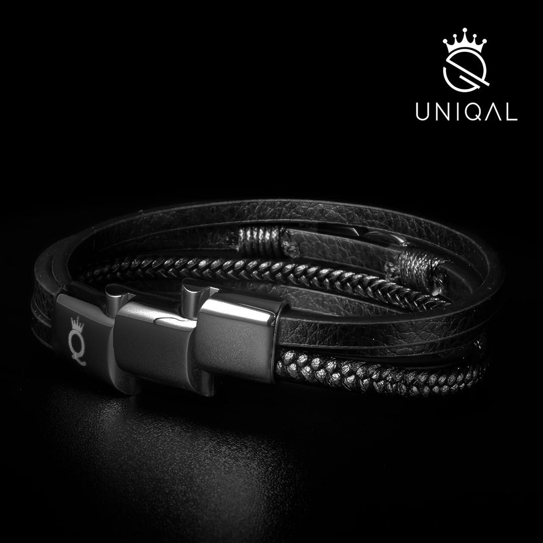 UNIQAL | Personaliesiertes Lederarmband mit Gravur "SHAPE" Herren Damen | Leather Bracelet mens | Ma