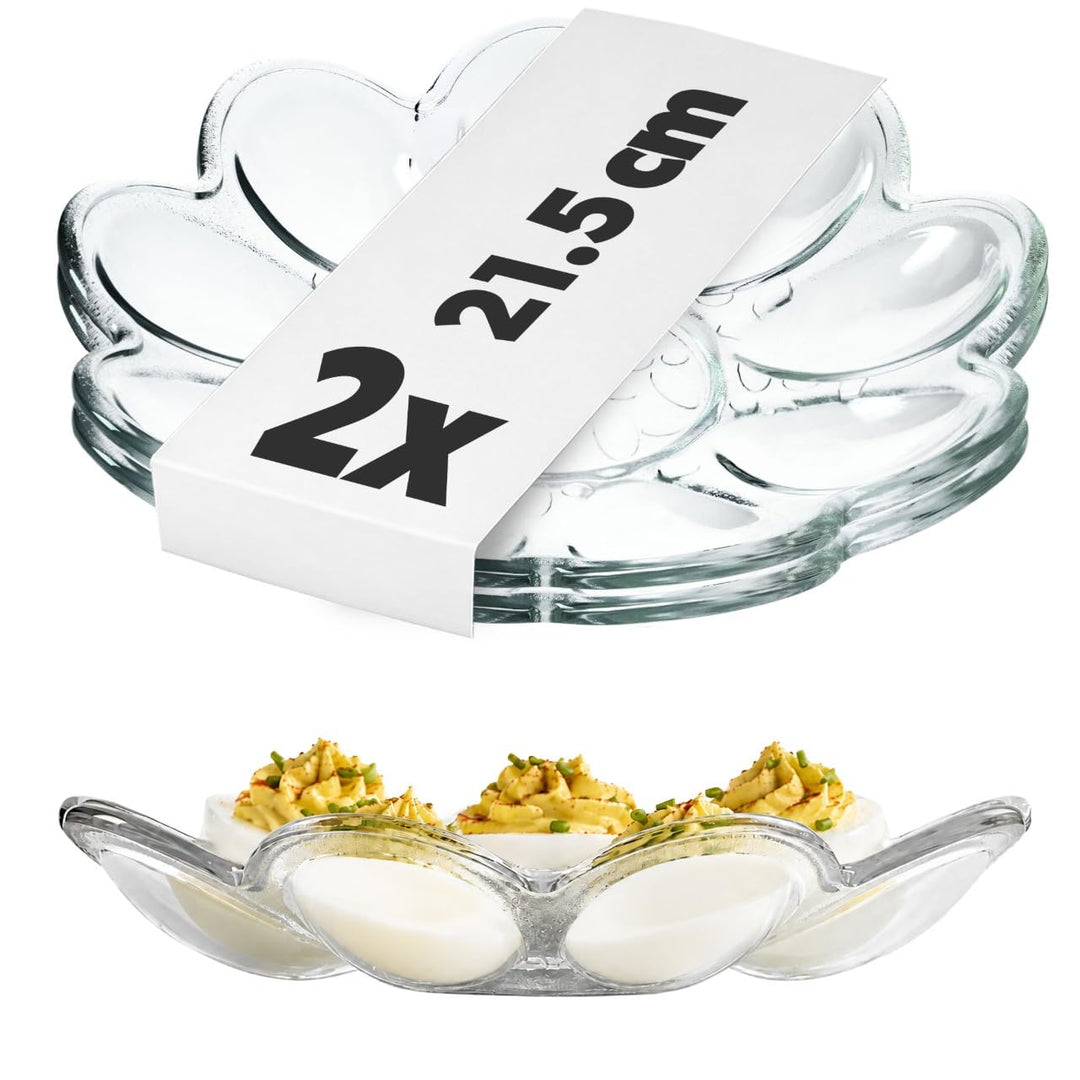KADAX Eierteller aus Glas, ⌀ 21,5 cm, praktischer Teller für Eier, Eierhalter, robuste Eierablage, E