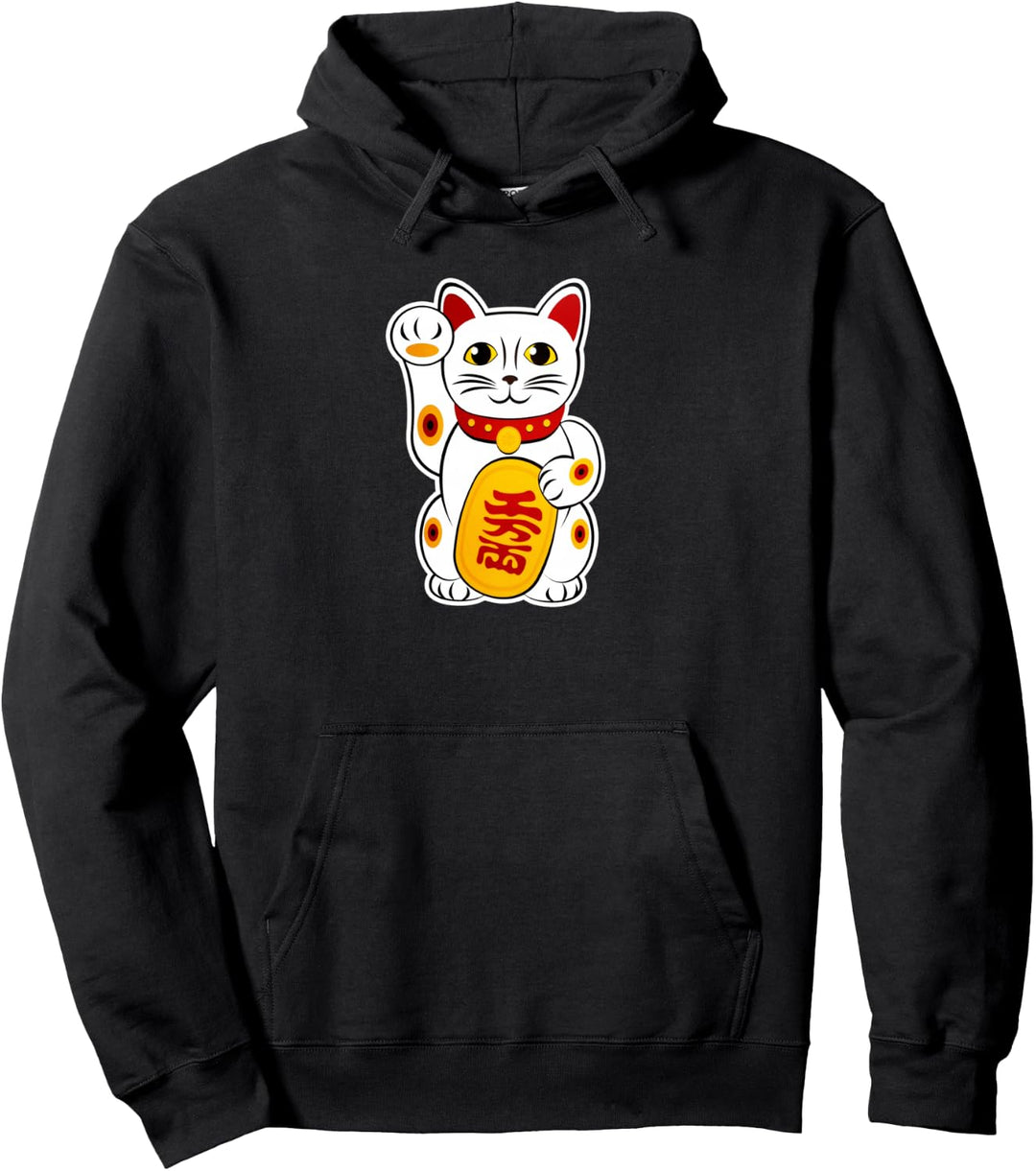 Winkekatze Maneki Neko Lucky Cat Money Love Glücks Katzen Pullover Hoodie