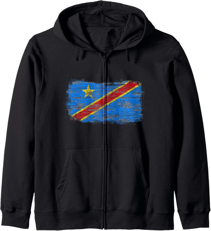 Rustikale Nationalflagge der Demokratischen Republik Kongo Kapuzenjacke