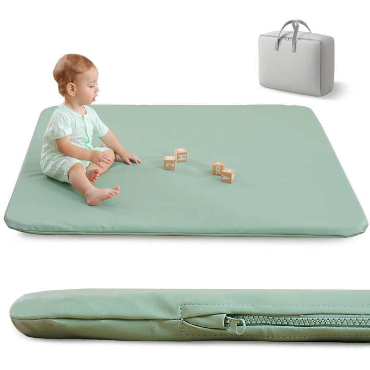 Spielmatte Baby 120x120x3cm, –Extra Dicke & Abdichtung & super weiche Bodenmatte aus veganem Leder s