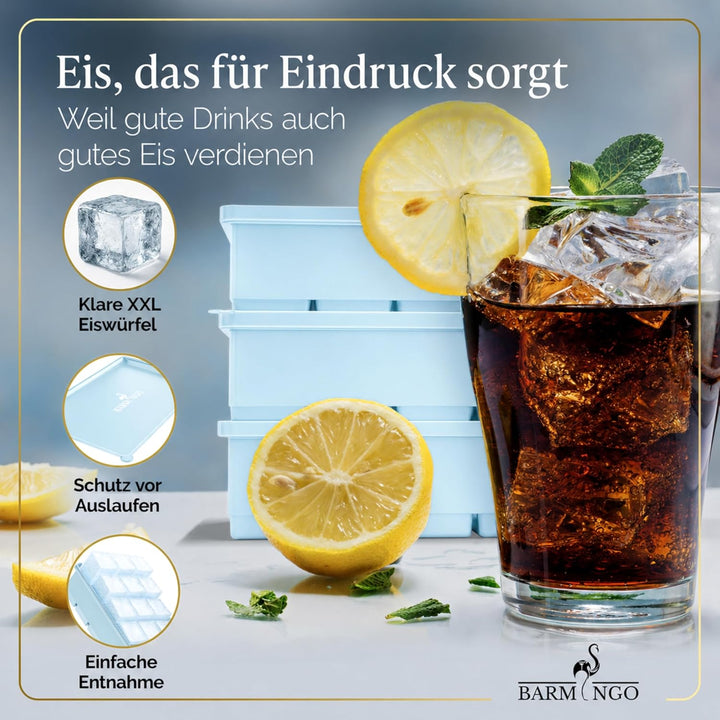 Silikon Eiswürfelform mit Deckel (3er Set) – BPA-freie Eiswürfelform gross/XXL | Grosse Eiswürfel Fo