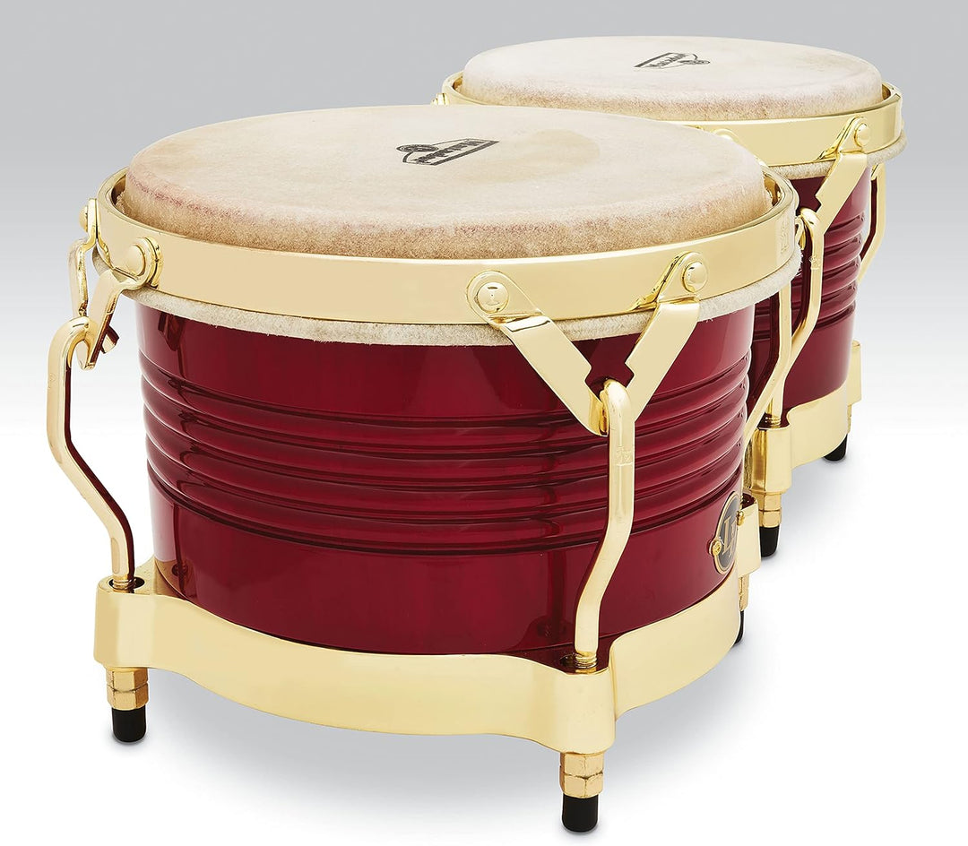 LP Latin Percussion LP811008 Matador Wood Bongo Red Gold Hardware Rot, Gold HW, Rot, Gold HW