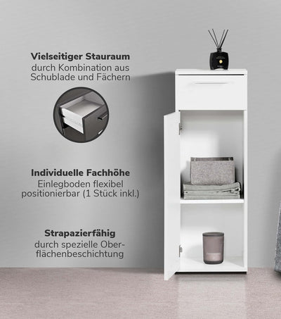 mokebo® Bad-Beistellschrank schmal 'Der Matrose', Badschrank weiss, Badezimmerschrank, Nischenschran