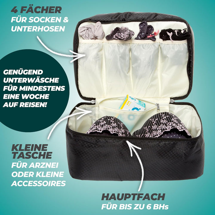 Extra grosser Reise Organizer für Damen, Premium Kosmetiktasche und Kulturtasche für Unterwäsche, Ko
