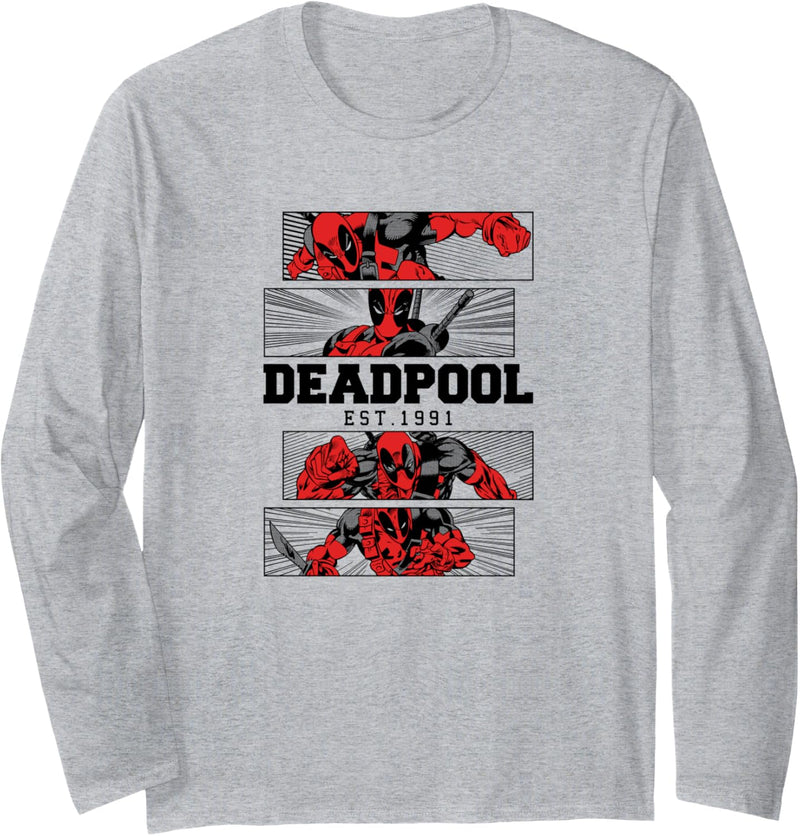Marvel Deadpool 30th Est. 1991 Panels Langarmshirt