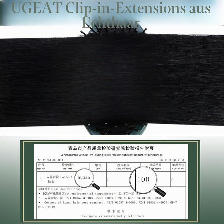 Ugeat Extensions Echthaar mit Clips 7 Stück Haarverlaengerung Clips Echthaar 35cm Clip in Extensions