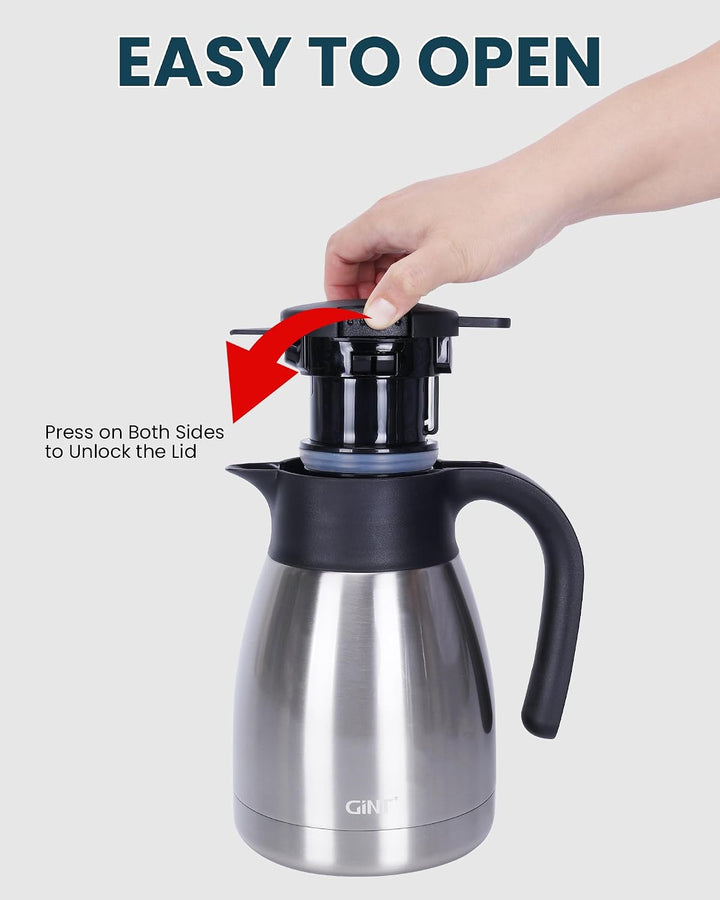 GiNT Thermo-Kaffeekaraffe, isolierte Edelstahl-Kaffeekaraffen zum Warmhalten/doppelwandige Vakuum-Ka