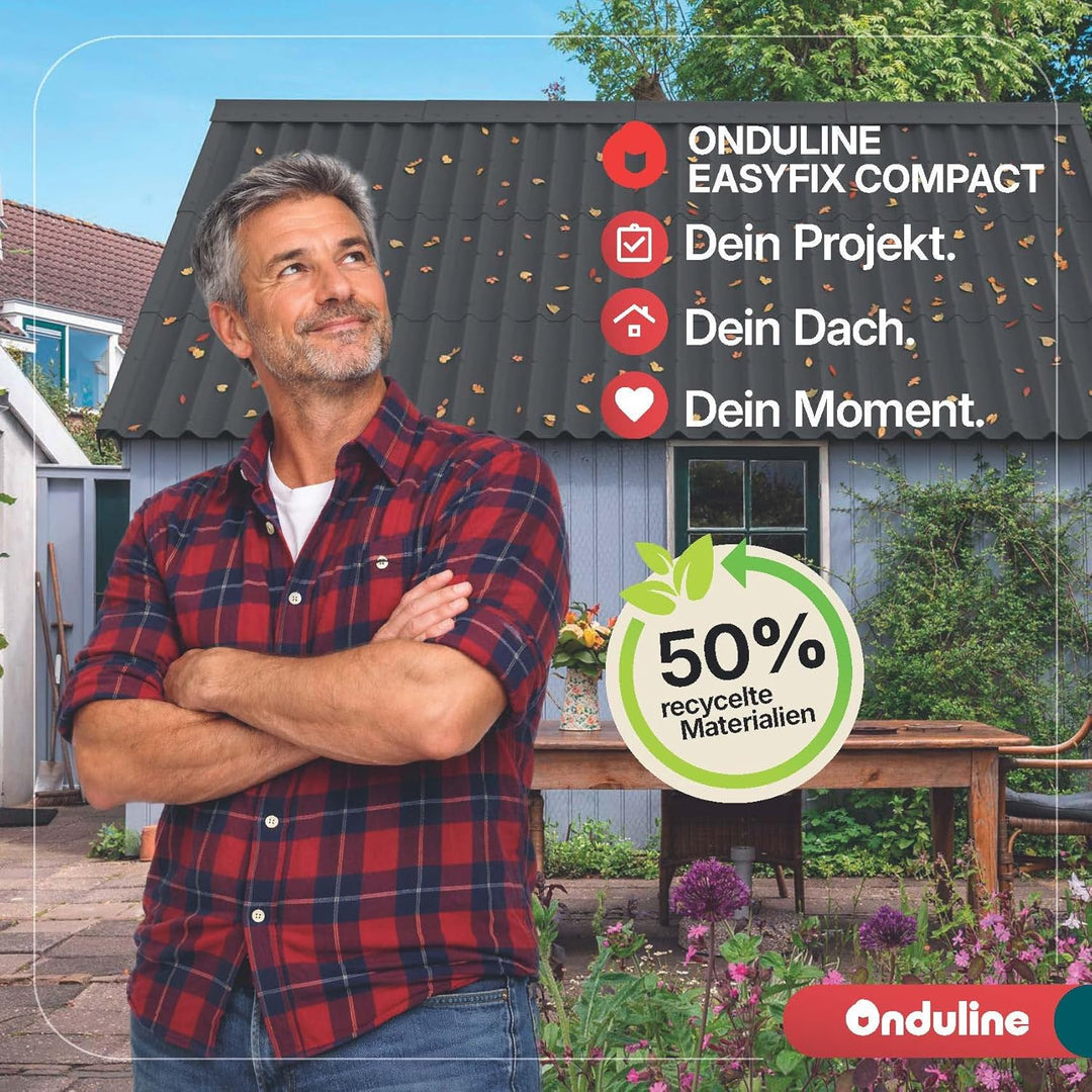Onduline–EASYFIX COMPACT Dachplatten Bitumenwellplatten Schwarz-Trapez-Dachsystem einfach zu Verlege